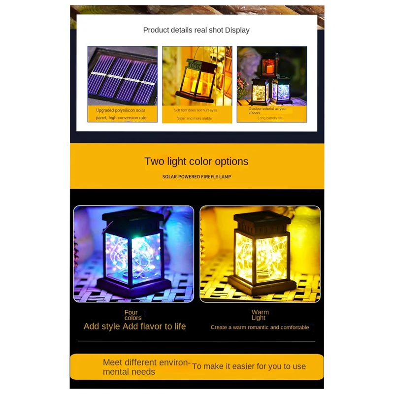 AF90-Lanterna sospesa solare da esterno, luce effetto candela, luce da giardino luce notturna lampada a sospensione impermeabile