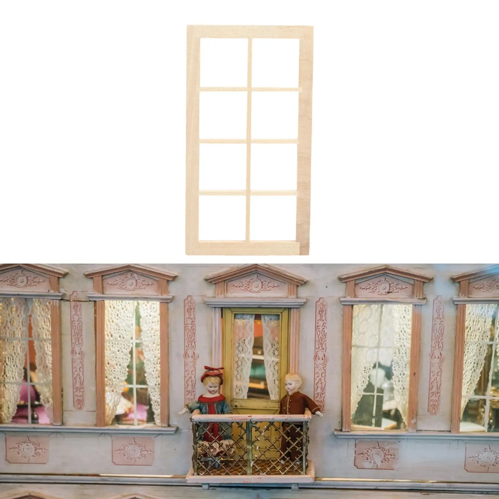 نافذة مصغرة لبيت الدمى، نموذج أثاث صغير، ملحق أثاث بيت الدمى، صناعة متقنة #1