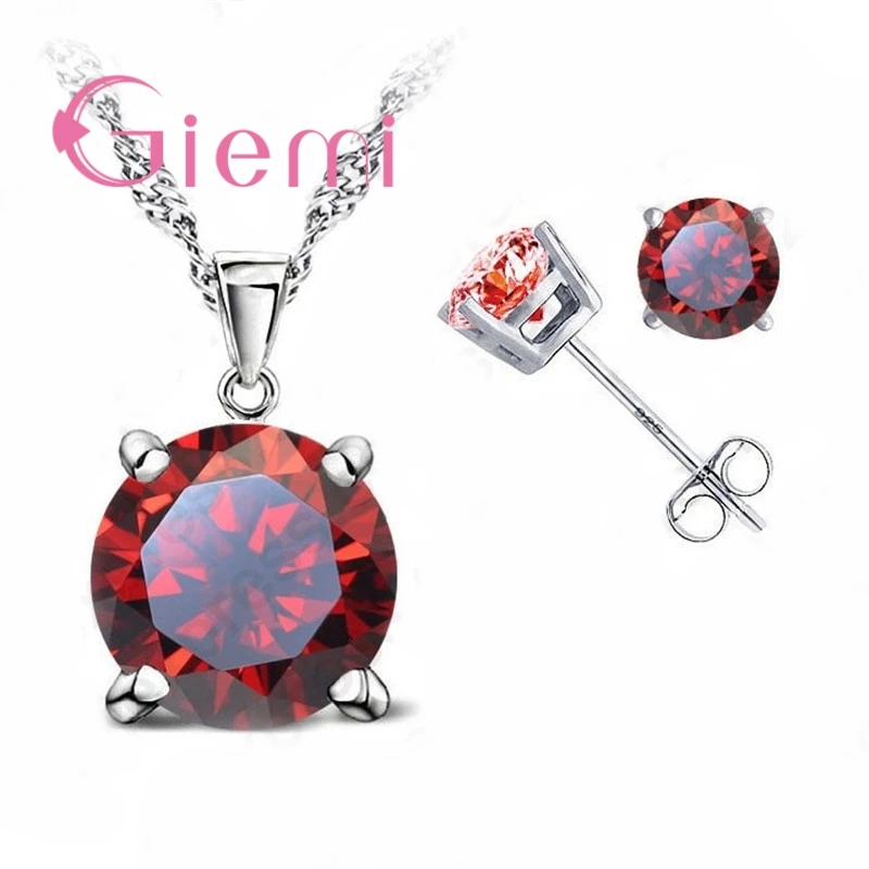 Big Promotion 925 Sterling Silver  Female Necklace Pendant+Stud Earrings Brand Jewelry Sets for Women Engagement Bijoux