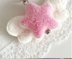 5pcs fluffy flocking cute resin 3D color star cartoon Keychain Charms Pendants For DIY Earring Necklace Jewelry Making ﻿