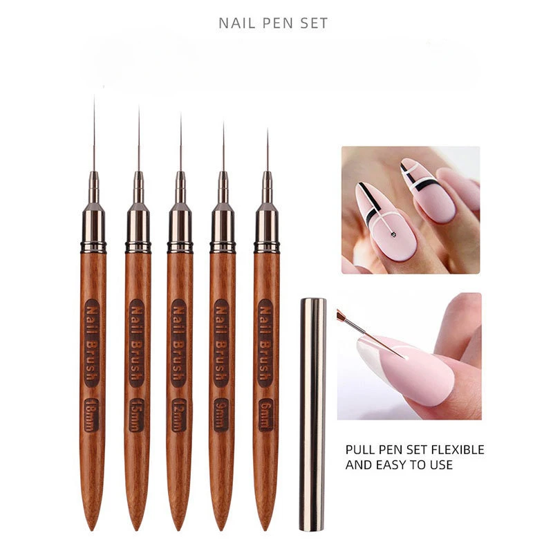 6/9/12/15/18MM Sandalwood Rod Nail Liner Brush Drawing Lines Stripe Painting Flower Pen Handle Nail Art Pen Brush Nail Art Tools