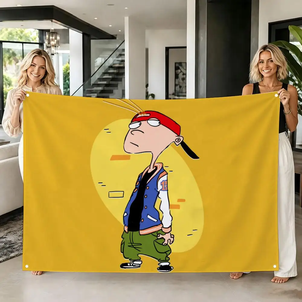 Retro 90s Cartoon E-Ed Edd n Eddy Flags Tapestry Creative Pattern Photo Living Room Wall Art Party Outdoor Decor