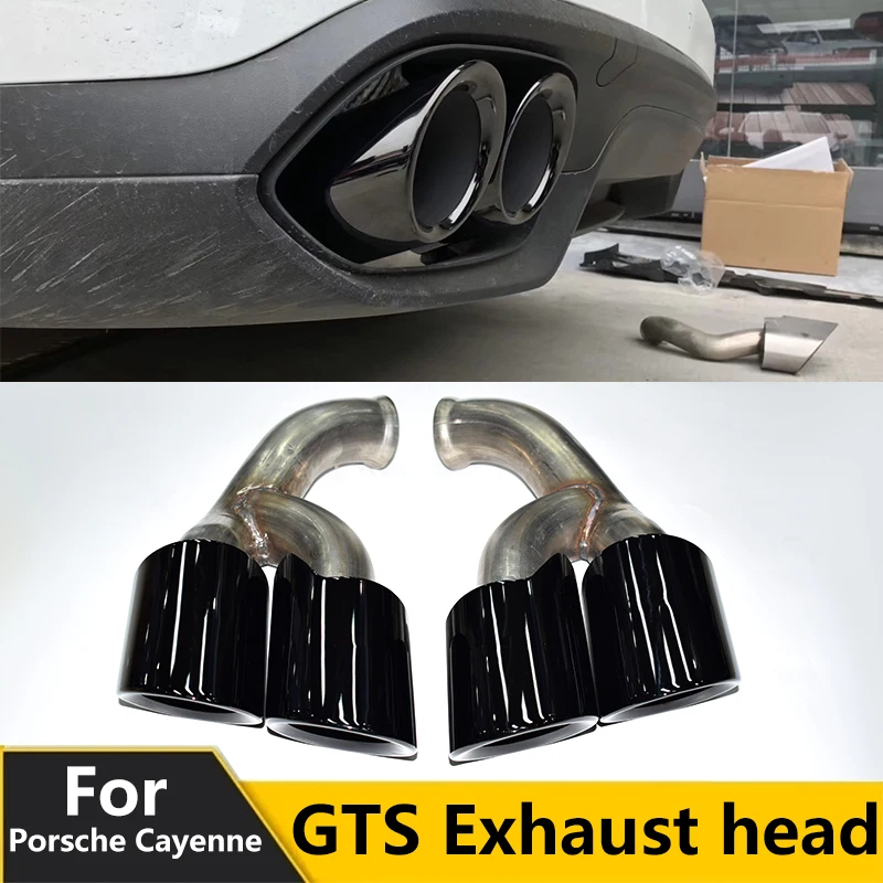 Stainless steel four-out black exhaust tip For 2015-2017 Porsche Cayenne exhaust upgrade GTS muffler nozzle tip pipe