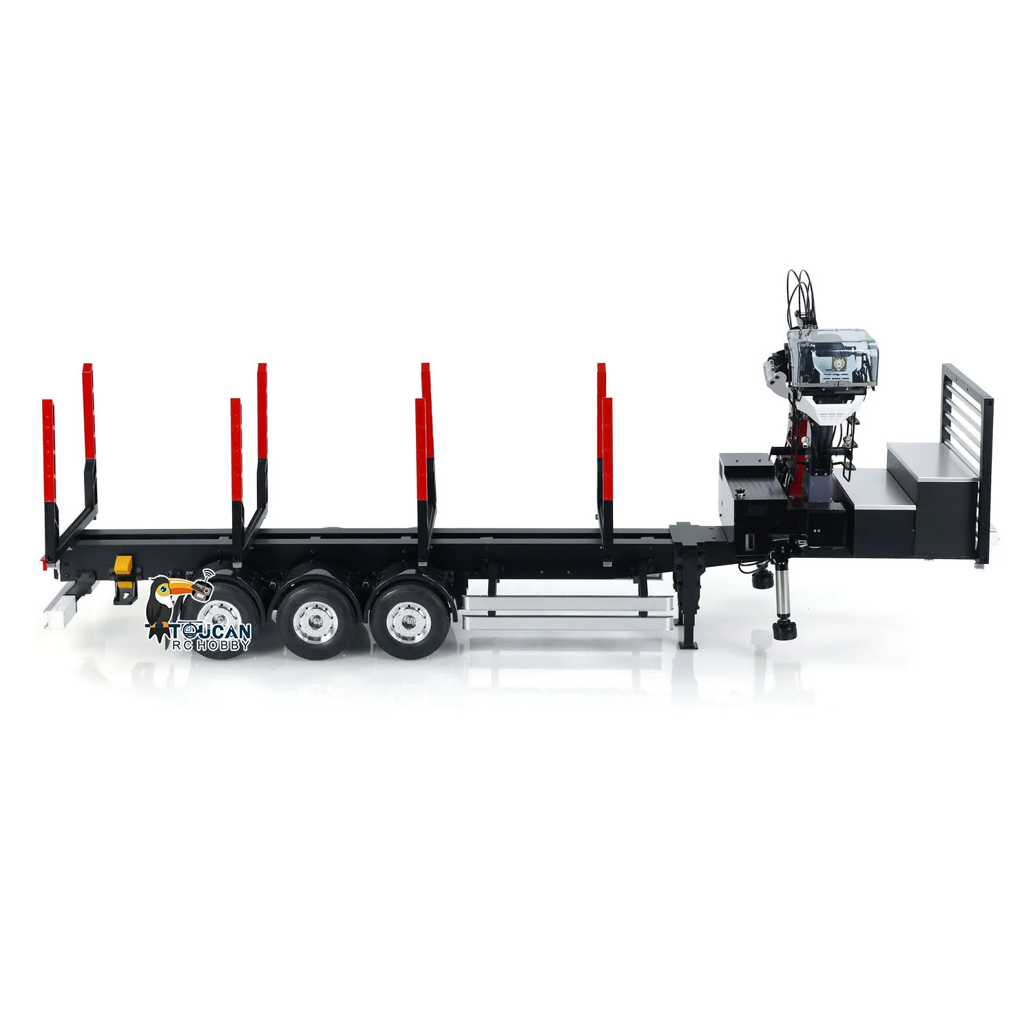 LESU RC Hydraulic Metal Timber Crane with 3-axle Trailer for 1/14 RC Log Trailers Wood Tractor Truck Car TOUCAN Customized Model