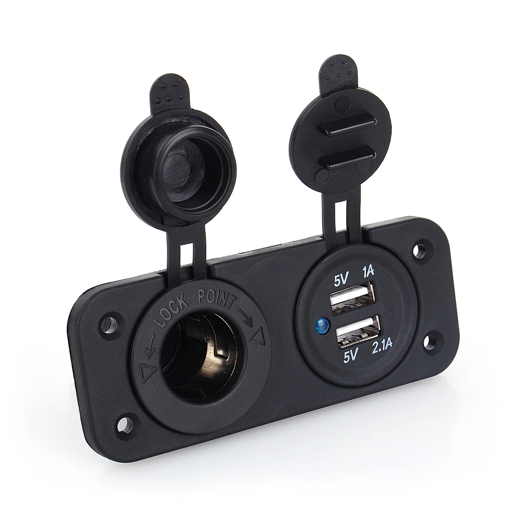 Universal Car Charger Dual USB Car Auto Cigar Lighter Socket Splitter 12V Charger Power Adapter Outlet view 2