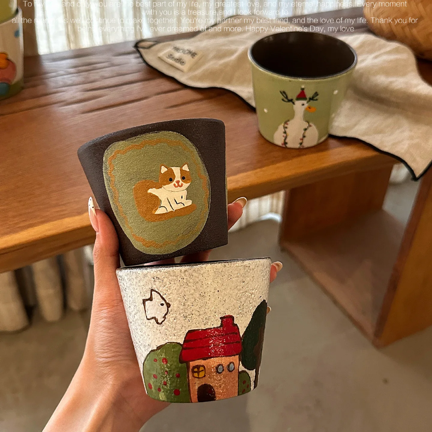 Hand-painted House Animal Hand Cup Pig Mouth Cups Coffee Cup Niche Latte Flower Cups Master Gift