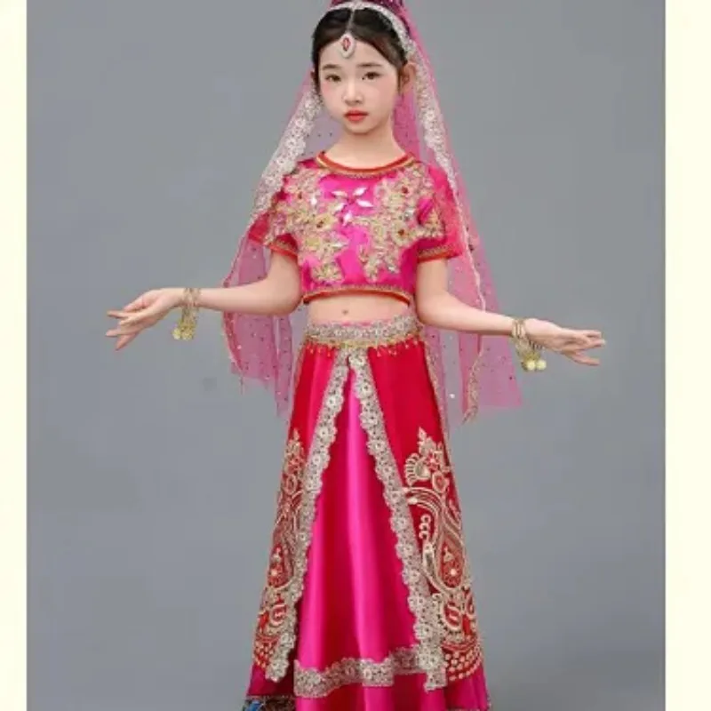 Exotic Indian Dance Ethnic Style Children's Dancewear A-Line Dress Set