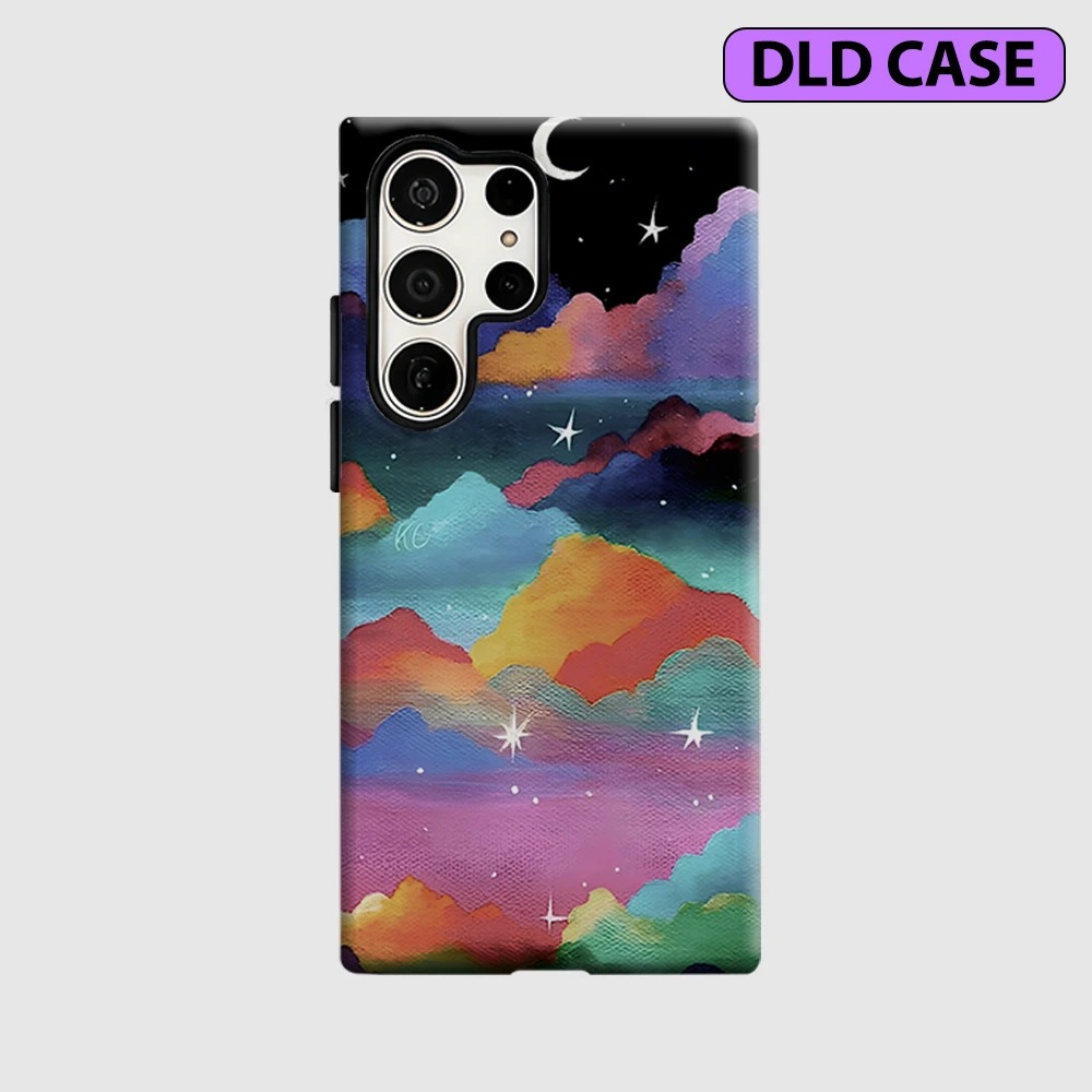 Rainbow Night Peaks Phone Case for Samsung Galaxy S26 S25 Ultra S24 S23 Ultra Plus Shockproof Double Layer Tough Back Cover