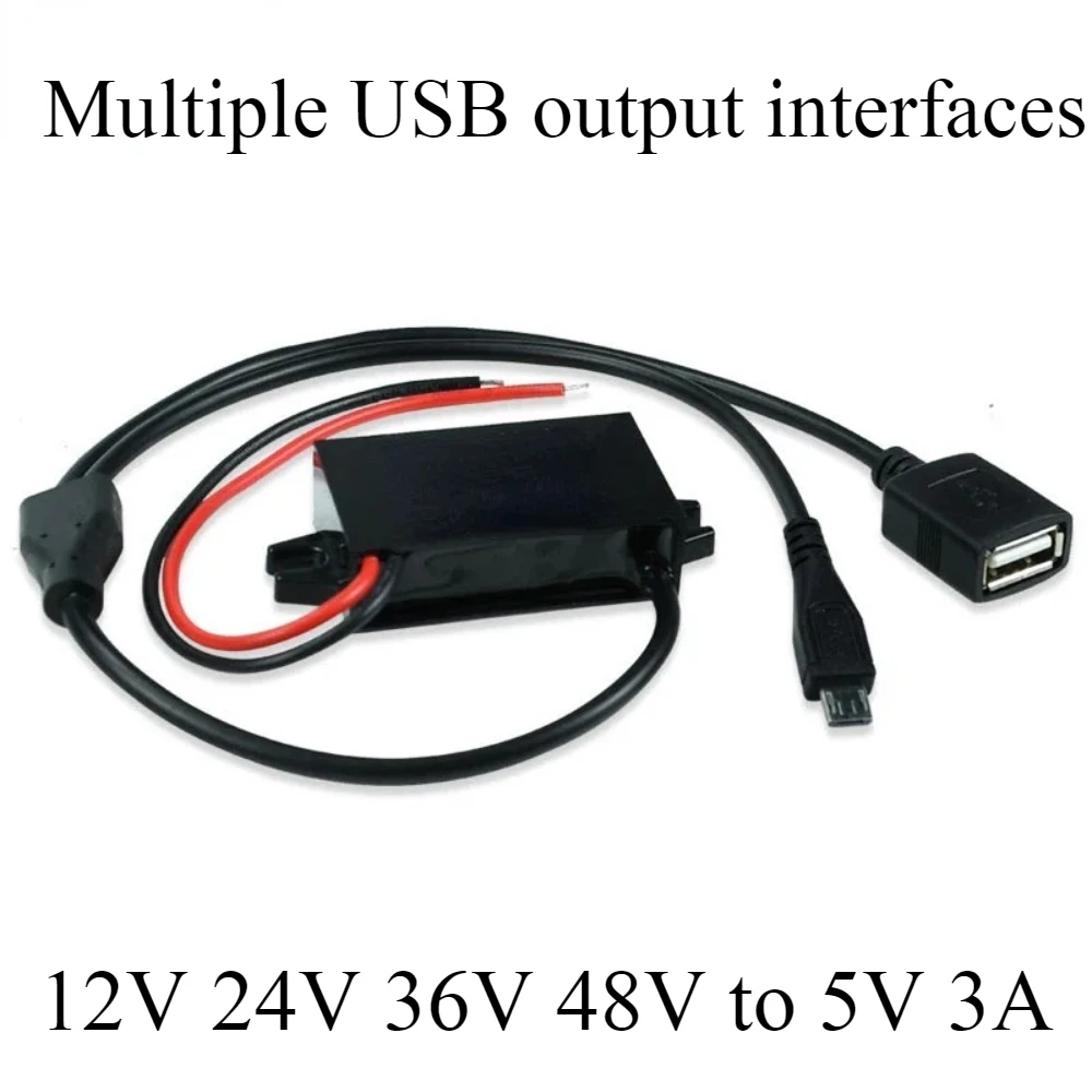 Type C USBC Mini Micro USB Car Phone Charger 12 Volt to 5 Volt 12V 24V 36V 48V to 5V 3A DC Step Down Power Converter