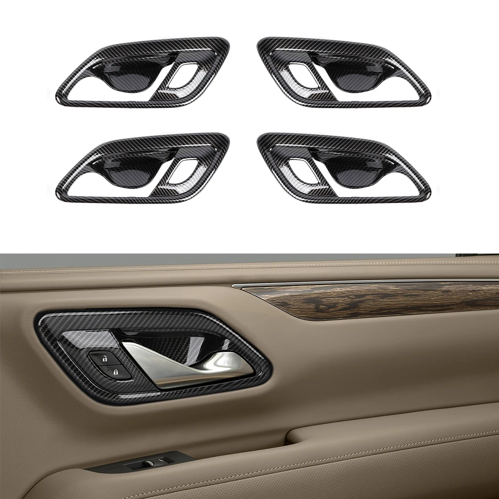 For Suburban 2020 + For Tahoe 2021+ Car Interior Door Handle Bowl Cover Trim Stickers ABS Styling Molding Accessories 4pcs