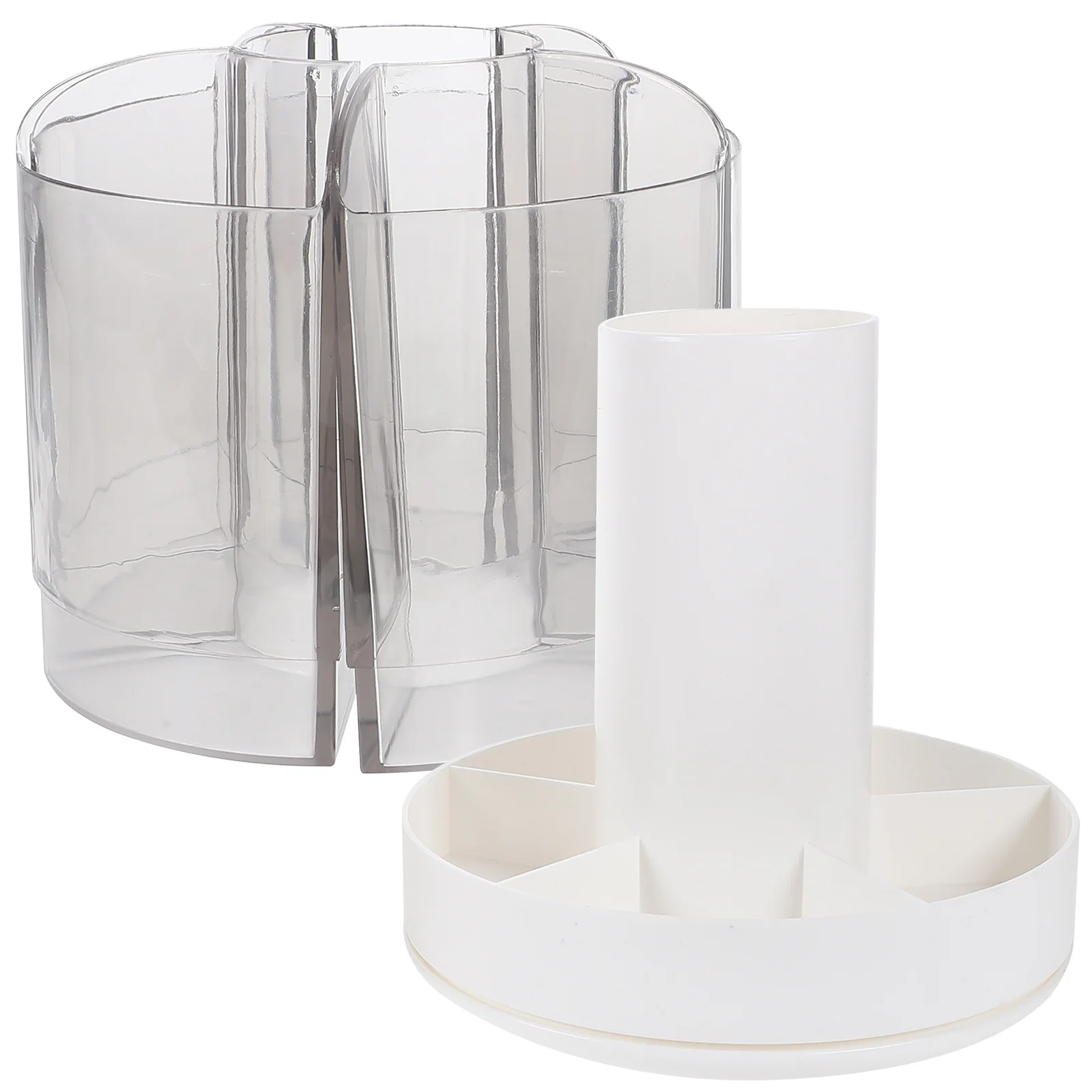 

Large Capacity Pen Holder Desk Organizer Pencil Pot Stationery Plastic Office Student Rotating Storage White Smooth Firm Flat