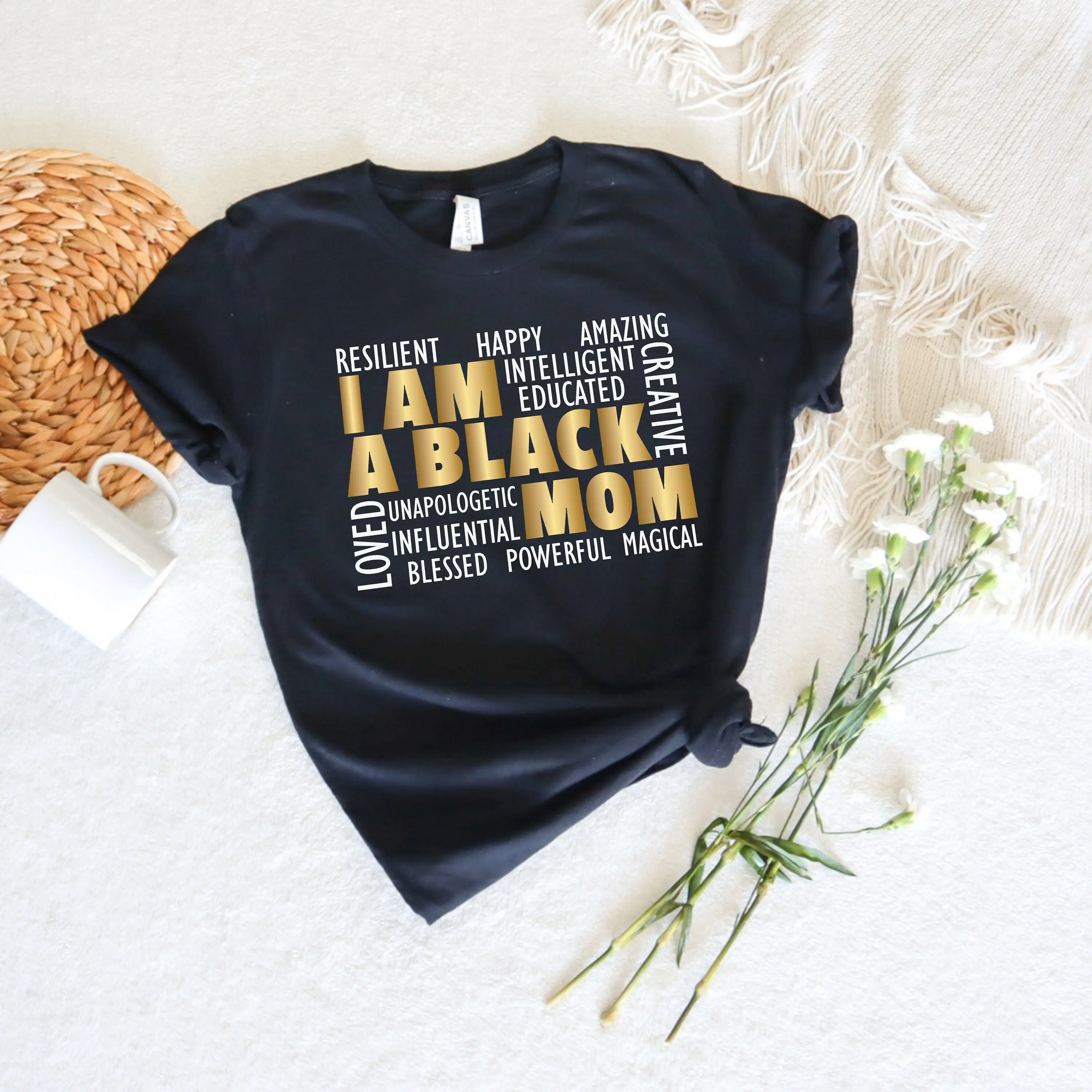 I Am A Black Mom T Shirt Blessed Stepmom Mother Day Happy For