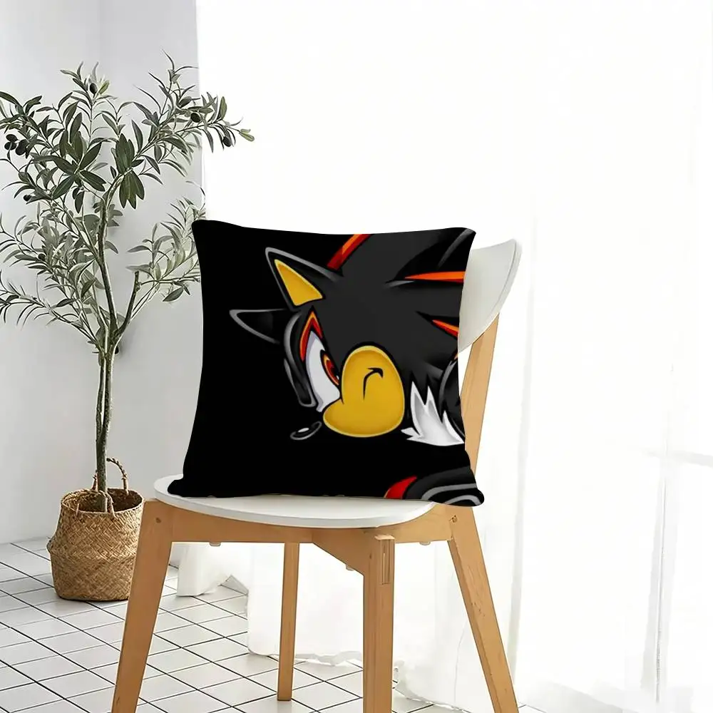 Shadow Sonic Hedgehog  Square Double-Sided printed Pillow Case Bedroom Bedside Pillow Sofa Cushion Cover Gift
