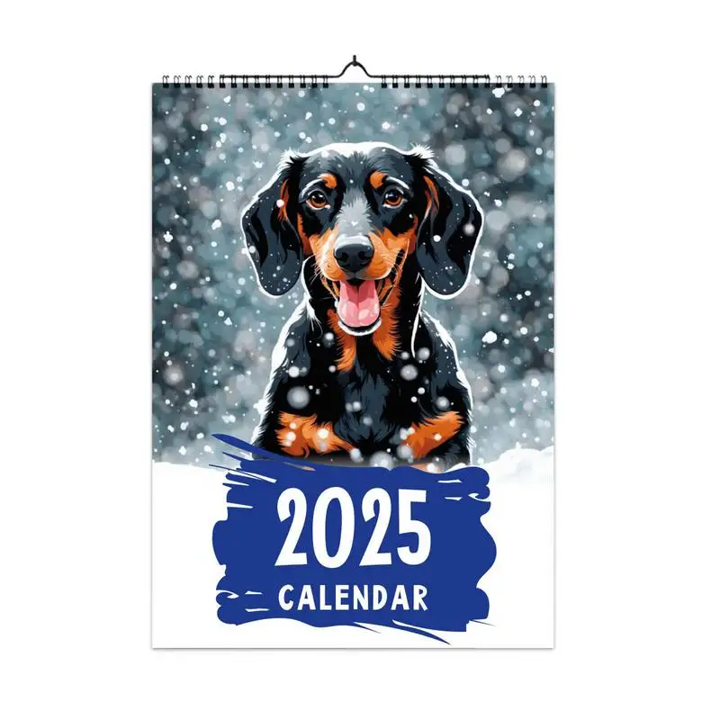 Daily Weekly Monthly Planner 2025 dog Calendar Hangable Paper Desktop Calendar Dachshund Pattern Home Ornaments