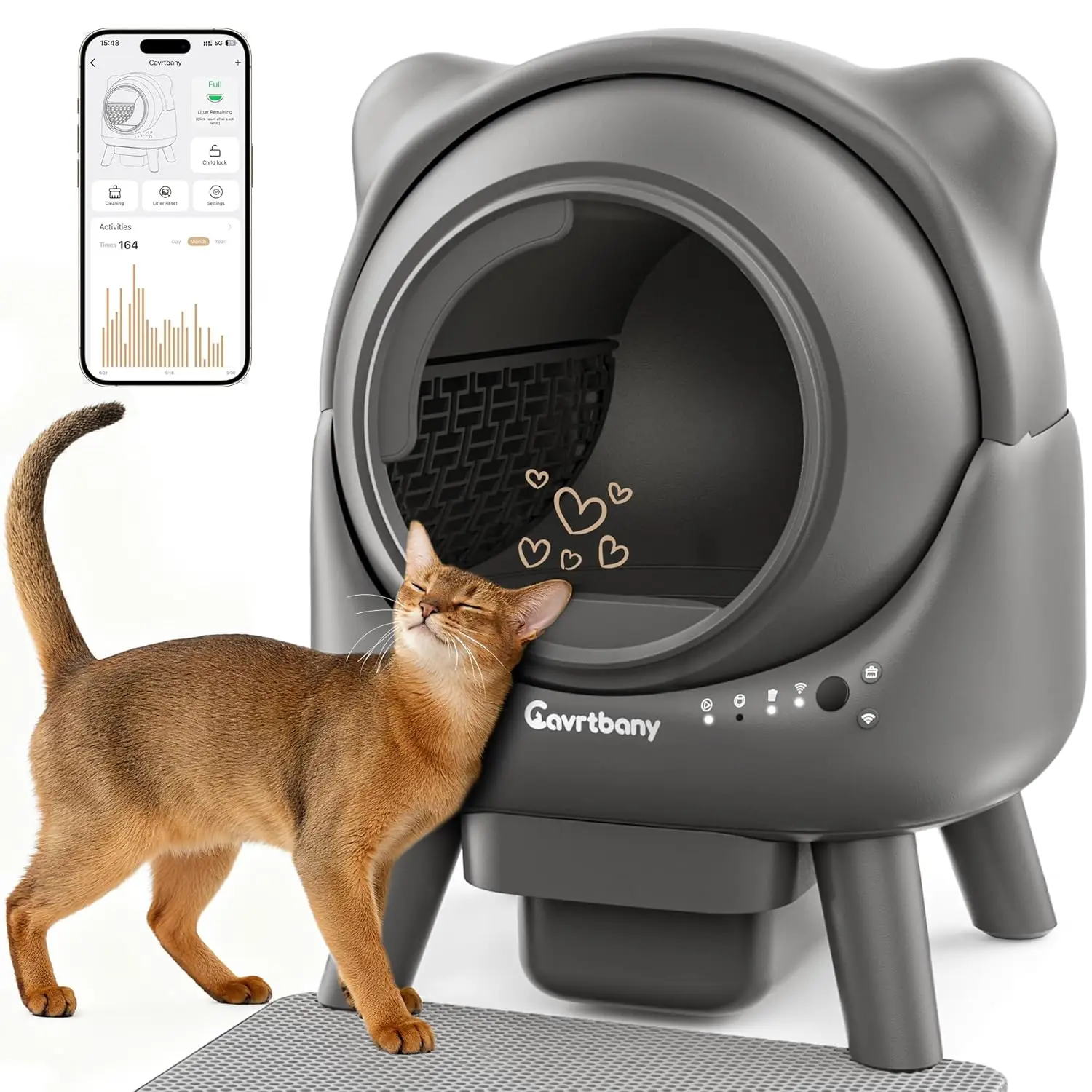 

Автоматический самоочищающийся лоток для кошек, робот-туалет для нескольких кошек, с управлением через смарт-приложение и функцией контроля здоровья, настраиваемый под нужды пользователя