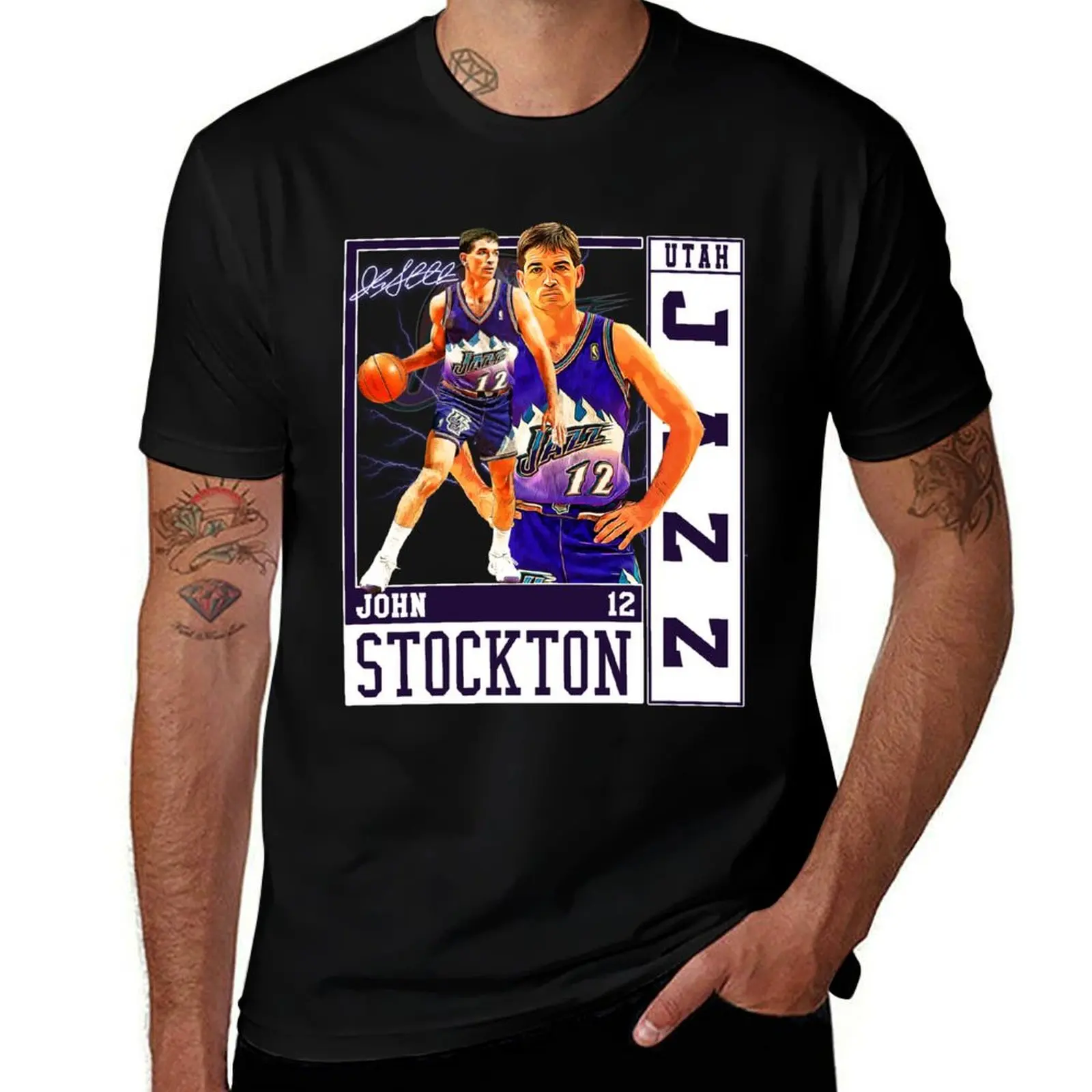 John Stockton Legend Basketball Signature Vintage Retro 80s 90s Bootleg Rap Style T-Shirt graphic t shirt vintage mens t shirt