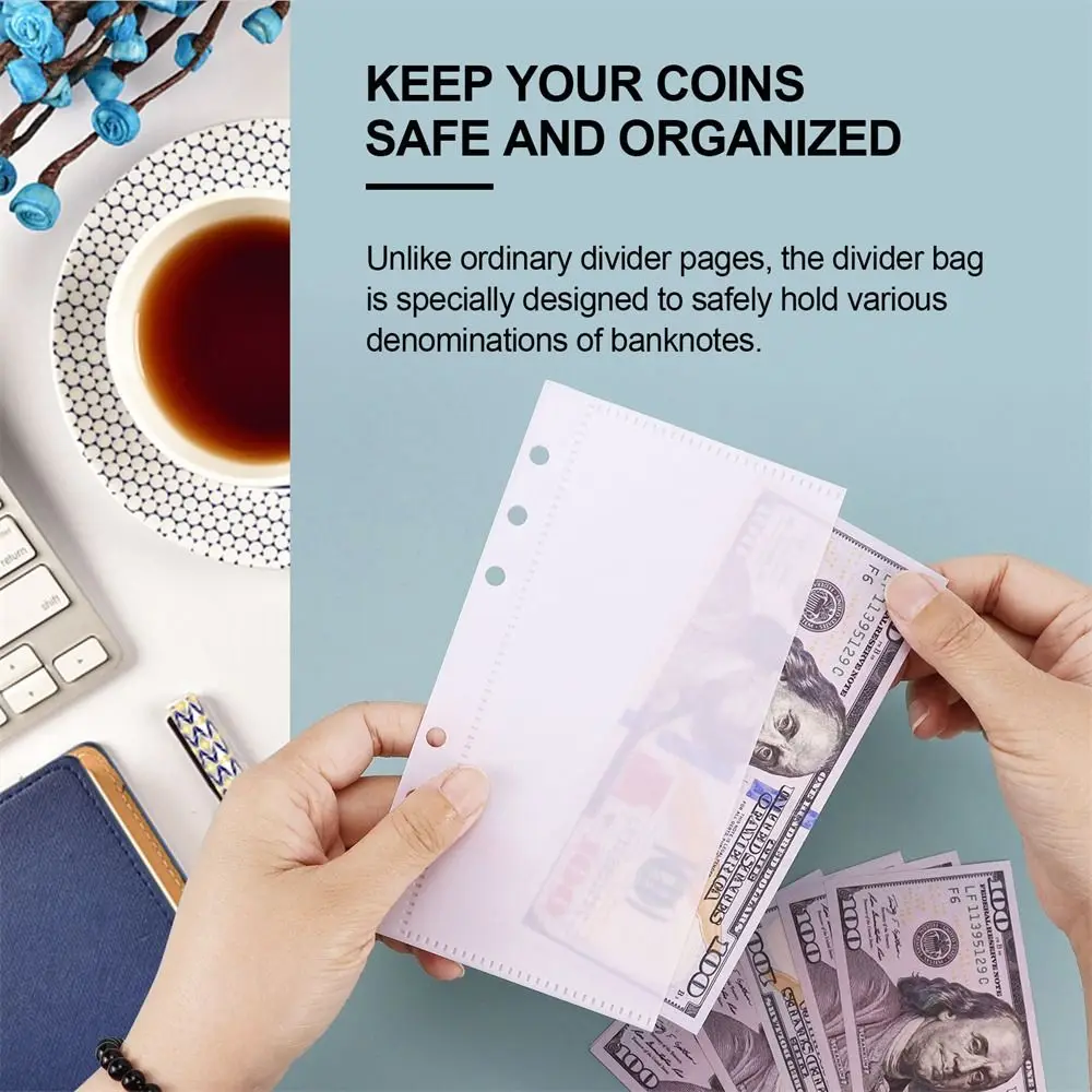 Document Filing Bag Transparen Binder Pockets 6-Ring Waterproof Notebook Divider Page A6 PVC Binder Folders School Supplies