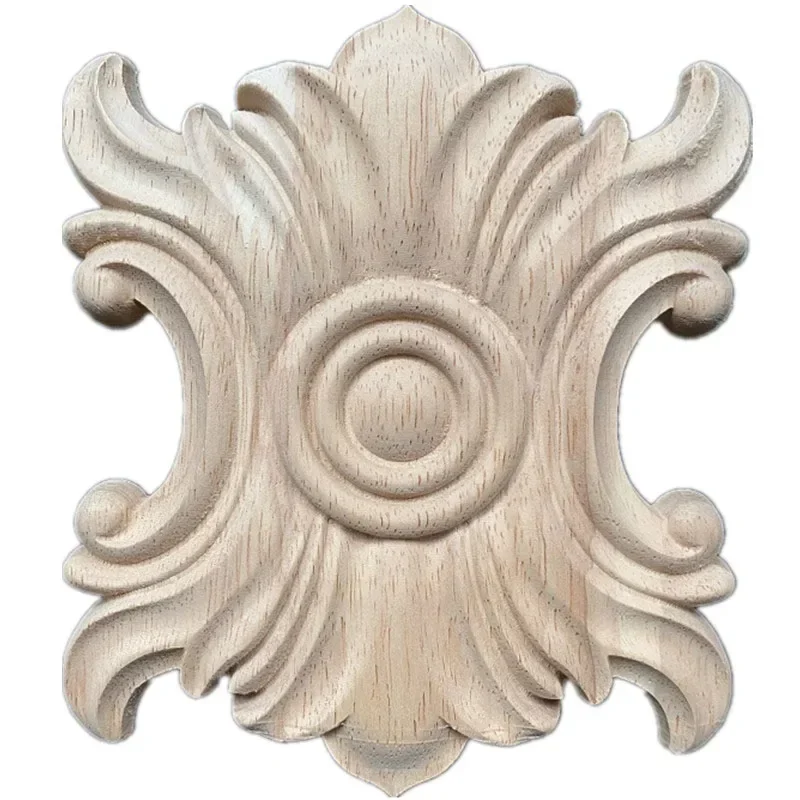 1PC 15cm Wood Door Decals Unpainted Wooden Carved Onlay Applique Frame Home Wall Furniture Decor Figurines Furniture Accessories