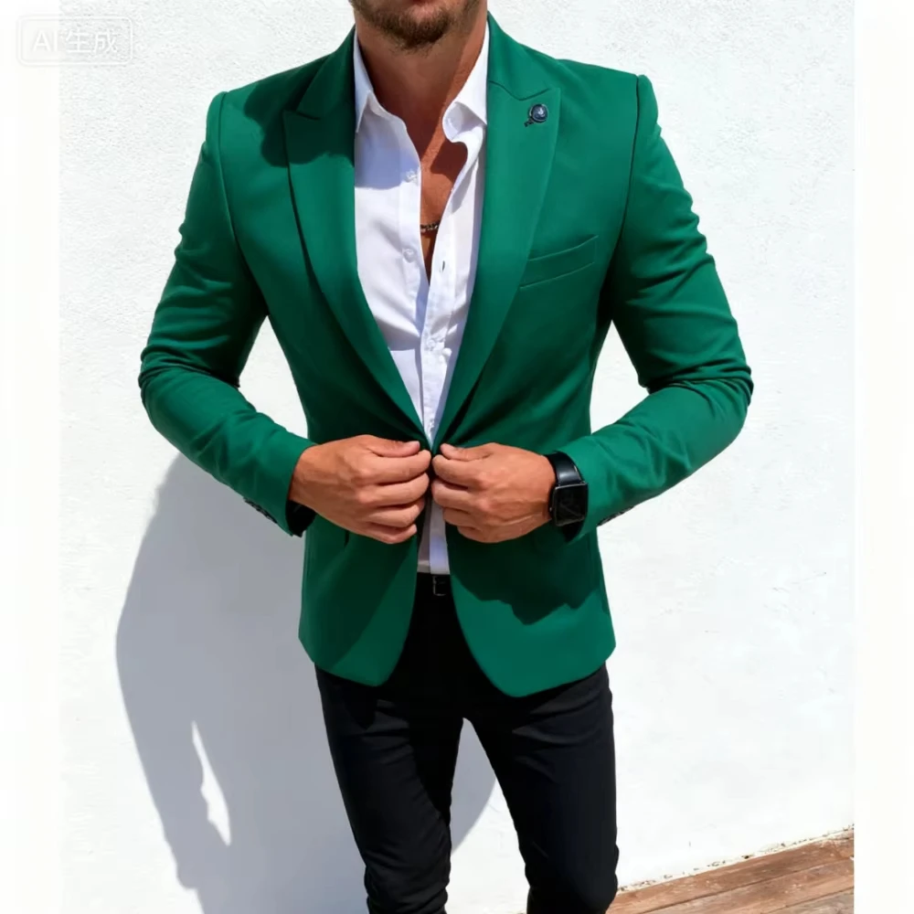 

Мужской повседневный костюм-смокинг с пиджаком и черными брюками, приталенный, с острыми лацканами, однотонный, индивидуальный пошив, для ежедневной носки