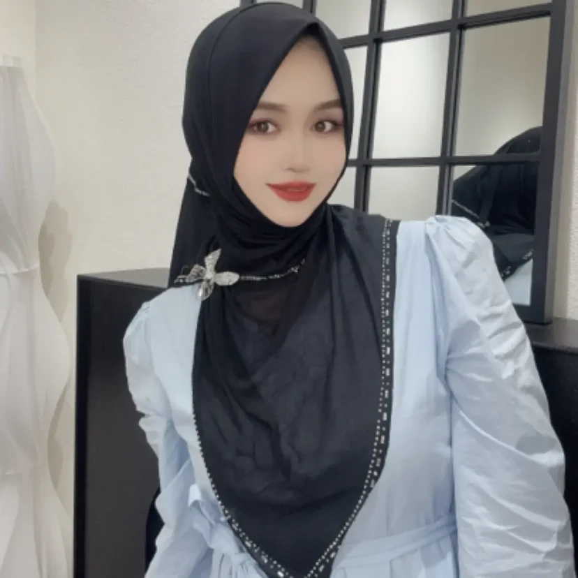 

Мусульманский головной убор с пряжкой-бабочкой, хиджаб, мгновенные шарфы