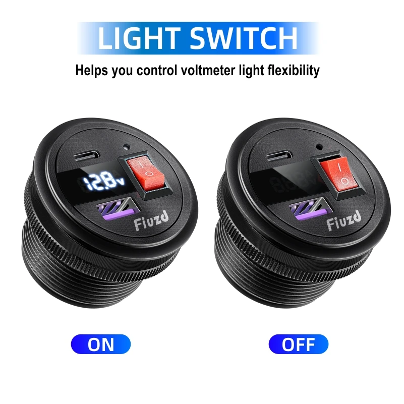 12v automotivo usb 24v carro usb tomada carregador de carro com medidor de tensão carga rápida 3.0 tomada de energia para barco carro