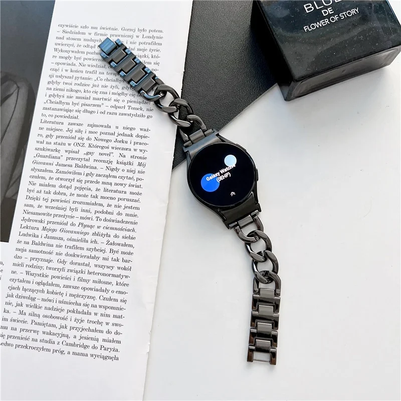 For Samsung Galaxy watch4 Classic smart sports watch strap Cowboy Chain Strap Stainless Steel Watch Band