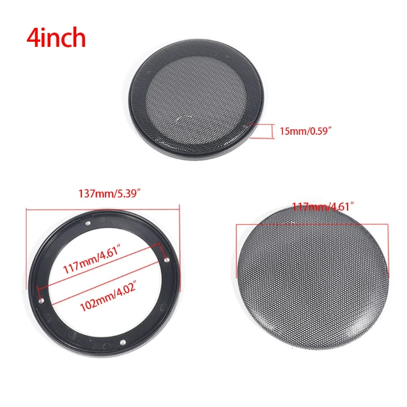 1Pair Auto Speaker Cover Car Audio Subwoofer Grille Black 4 Inches 6 Inches 6x9 Decorative Circle Grille Protect Black