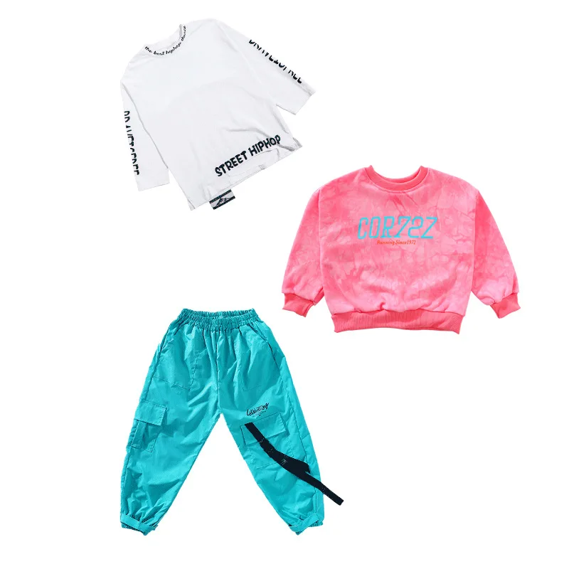Mädchen Rosa Hip Hop Tie Dye Sweatshirt Street Dance Cargo Hosen Jungen Streetwear Kleidung Set Gruppe Jazz Bühne Leistung Kostüm