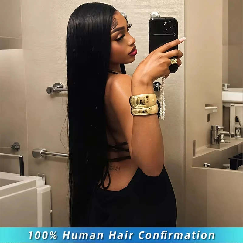 40 42 Inch Bone Straight Human Hair Wigs 13x6 HD Transparent Lace Frontal Human Hair 13x4 Pre Cut Lace Frontal Wig 250 Density 5x5 Ready to Go HD Lace Glueless Wigs Brazilian For Women