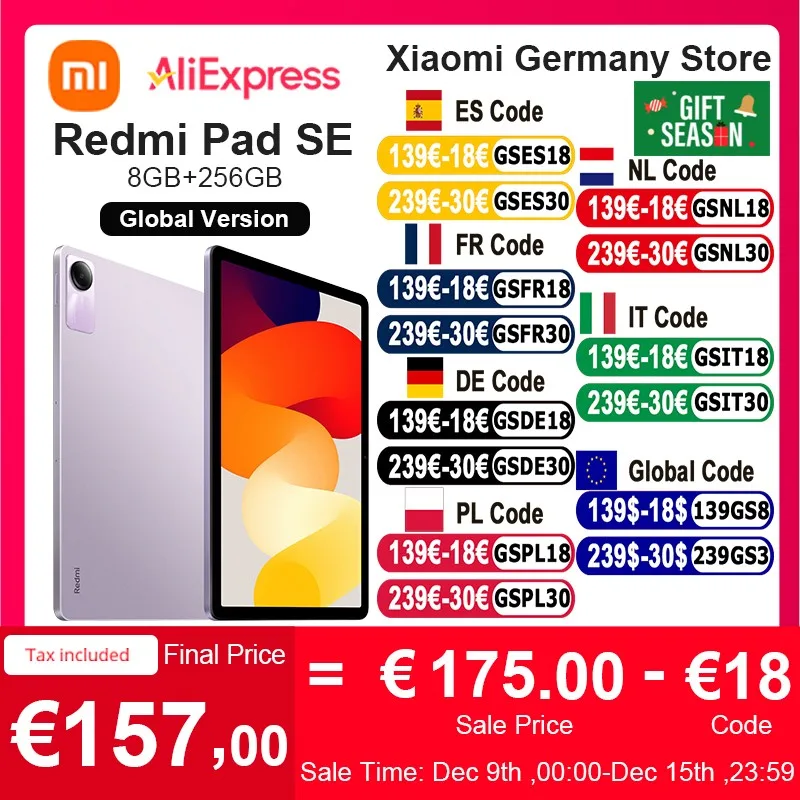 Xiaomi Redmi Pad SE 11 Global Version Mi Tablet 128/256GB Large Battery Snapdragon®680 Quadspeakers Dolby Atmos®11 \