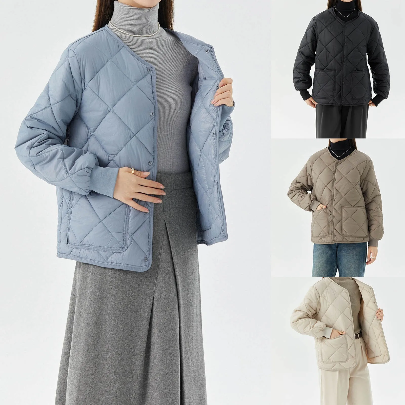 2024 delle nuove donne leggero giacca imbottita in cotone petto manica lunga caldo cappotto oversize allentato comodo outwear femminile