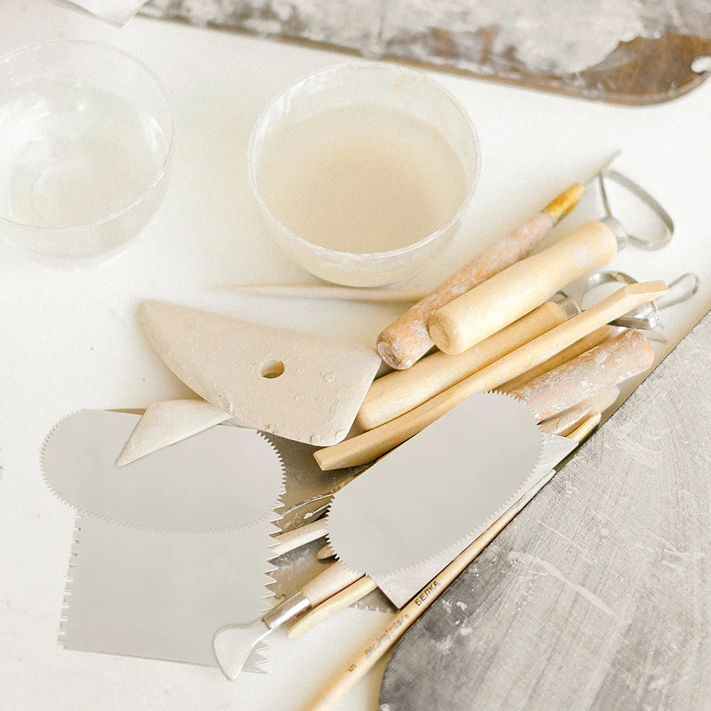 2 قطعة أدوات نحت الفخار المهنية الصف كاشطات الطين للنحت تشكيل تنعيم المشاريع الحرفية الفنية