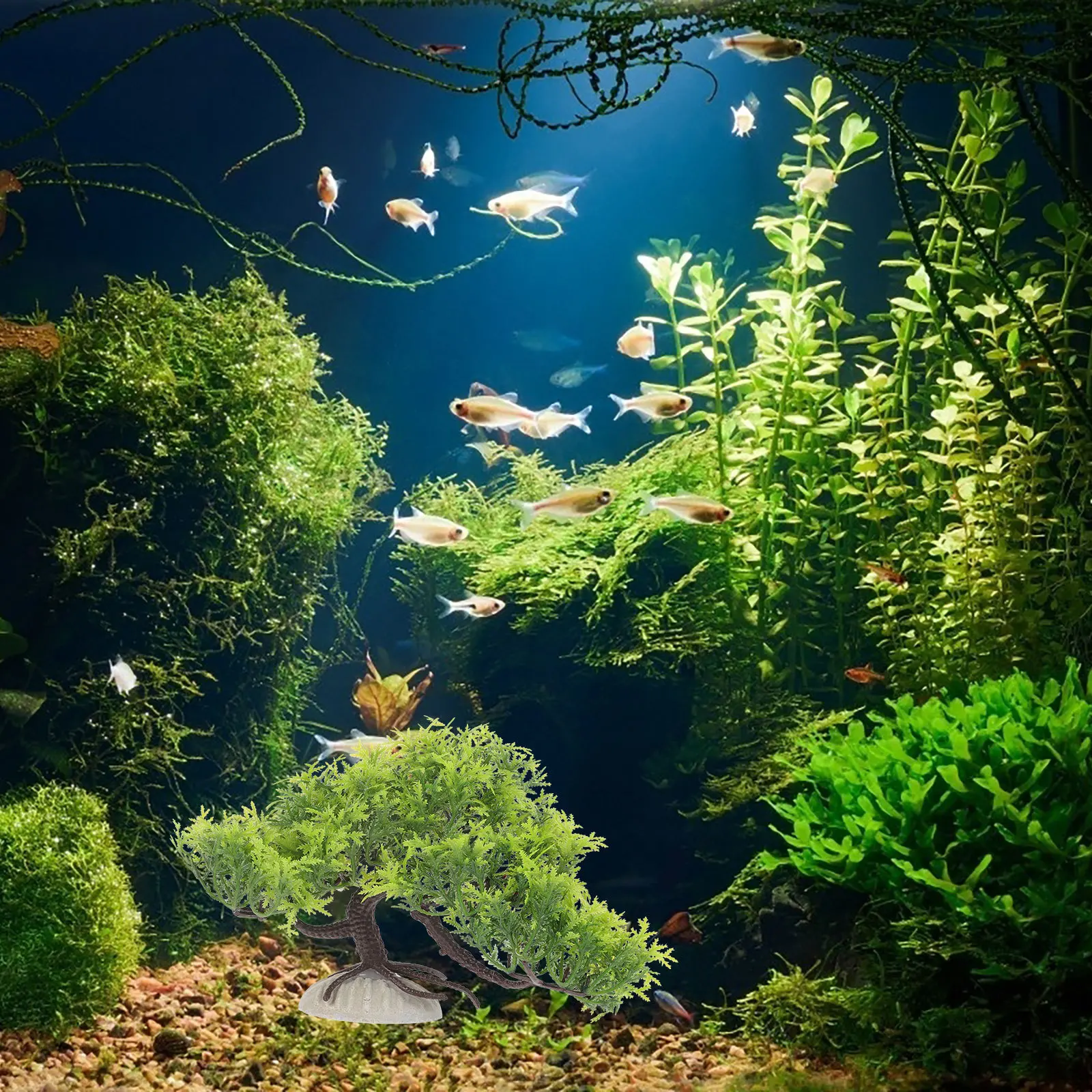 

Artificial Pine Tree Fish Tank Decoration Realistic Plastic Aquarium Plant Large Fake Ornament for Fish Tanks and Reptile