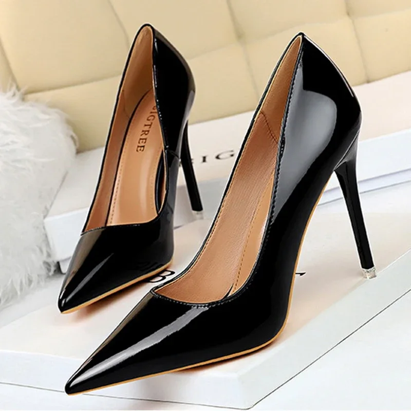 Shoes Patent Leather Woman Pumps High Heels Stiletto Heels 10.5 Cm Red Wedding Shoe Bridal Shoes Women Heels 2025