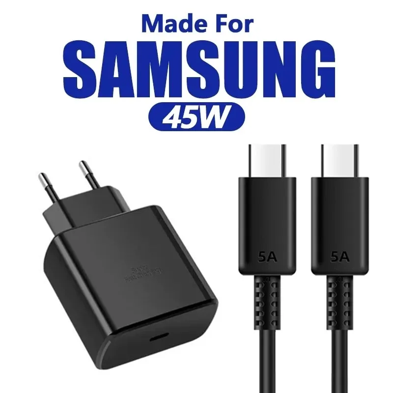 5A 45W PD USB-C Schnellladegerät für Samsung S22 S23 S24 Note 20 A14 A15 A25 A52 A53 A54 Typ C Superschnelles Ladekabel 1m 1,5m 2m