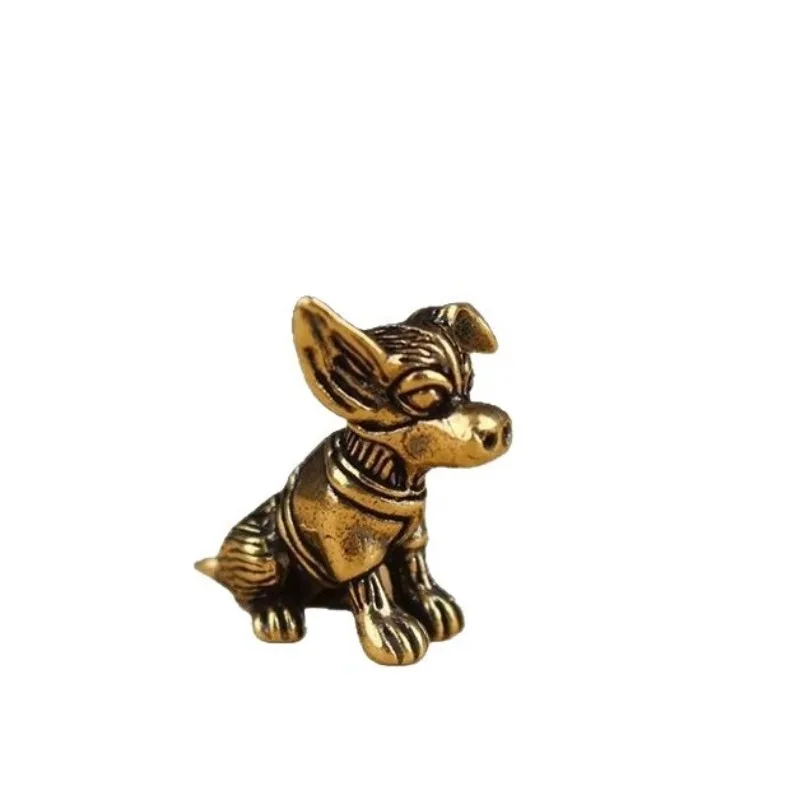 

Vintage Tea Brass Pet Ornament Set: Solid Copper Puppy Sculpture with Zodiac Cute Dog Design Antique-Inspired Small Animal Decor