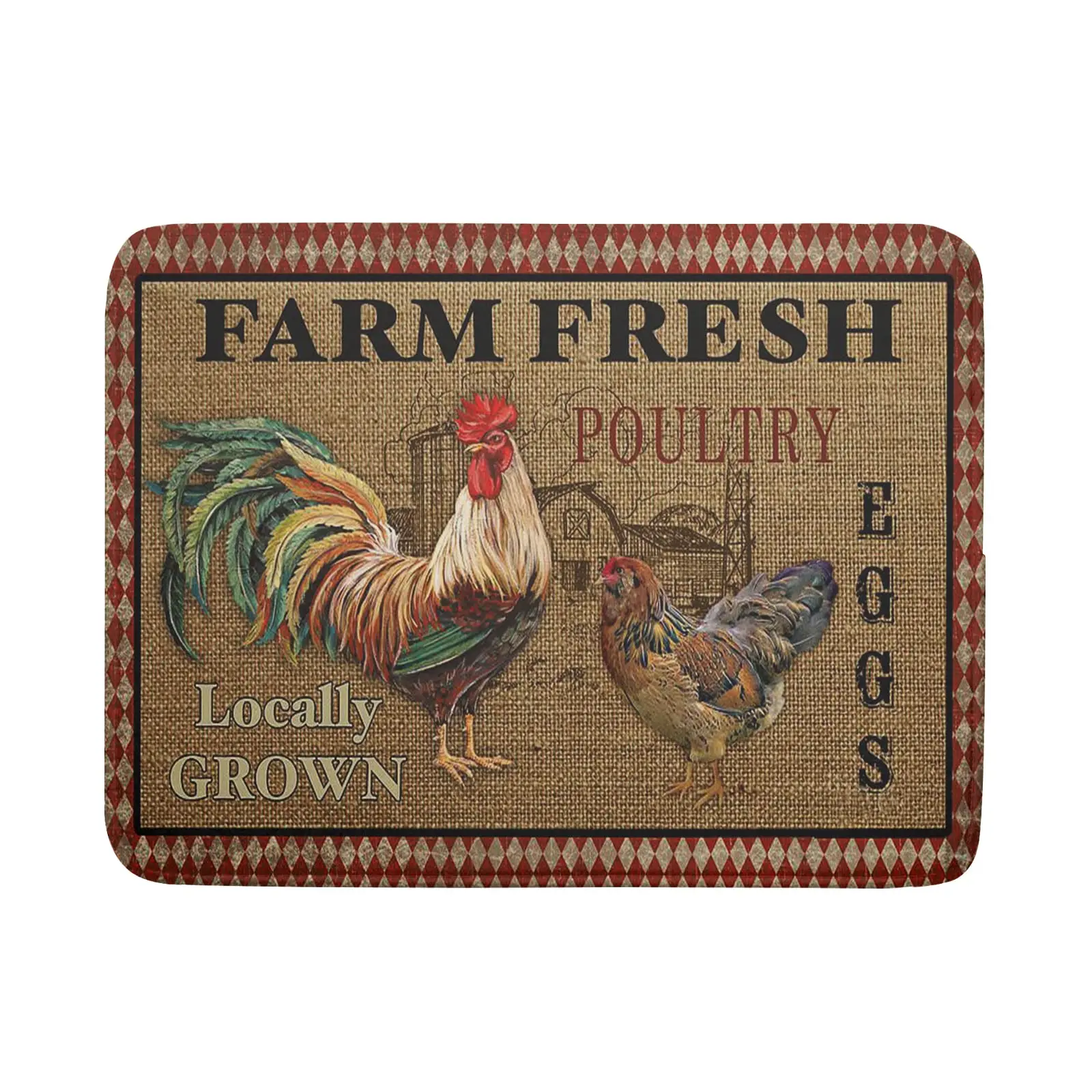 Rooster Poultry Dish Drying Mat For Kitchen Counter 18x24 Inch Microfiber Absorbent Linen printing Drying Pad Rural hen