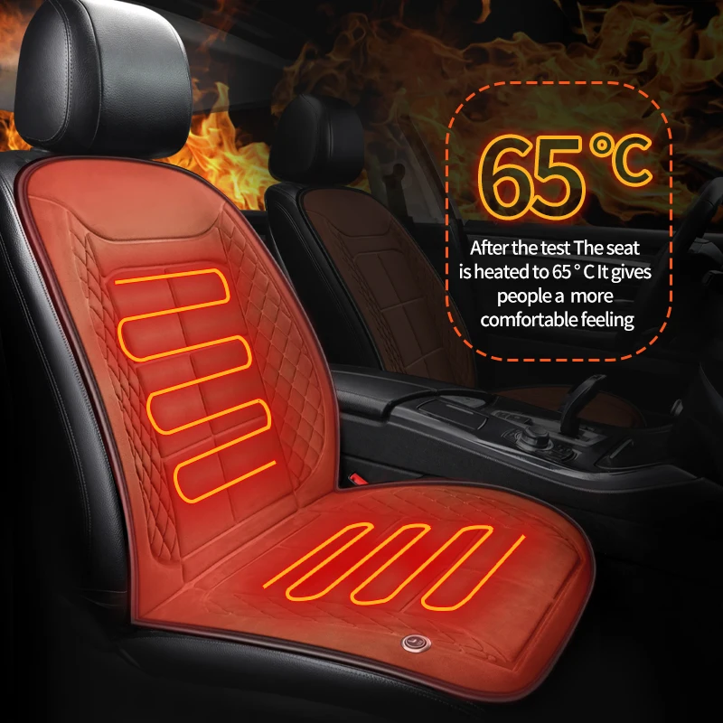 Heated Car Seat Cushion 12V 24V Universal Winter Plush Auto Heating Pad Electric Car Seat Warmer Cigarette Lighter Powered