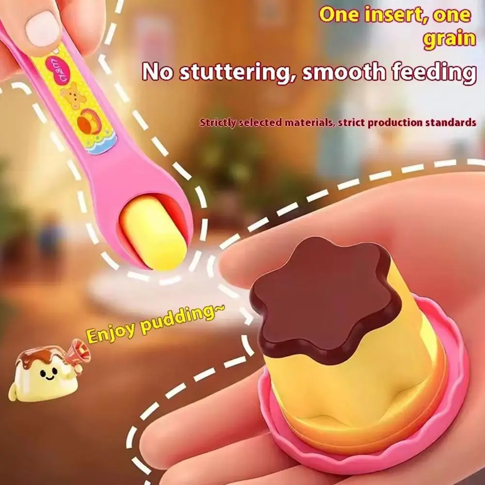 Rollenspiel-Pudding-Fütterungsspielzeug-Set mit magischem Löffel, Simulation von Lebensmitteln, Küchenspielzeug für Kinder, interaktives Rollenspiel, Geschenk für Mädchen