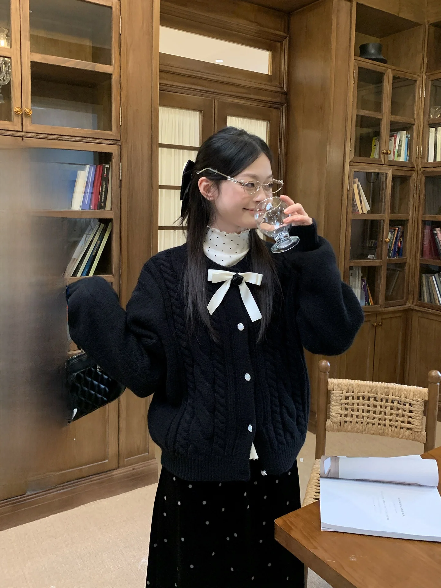 

Bla round Ne Twisted Knitted Open Cardigan Women's Winter New Sle Loose Versatile Top Trendy Commute Sle Korean Version