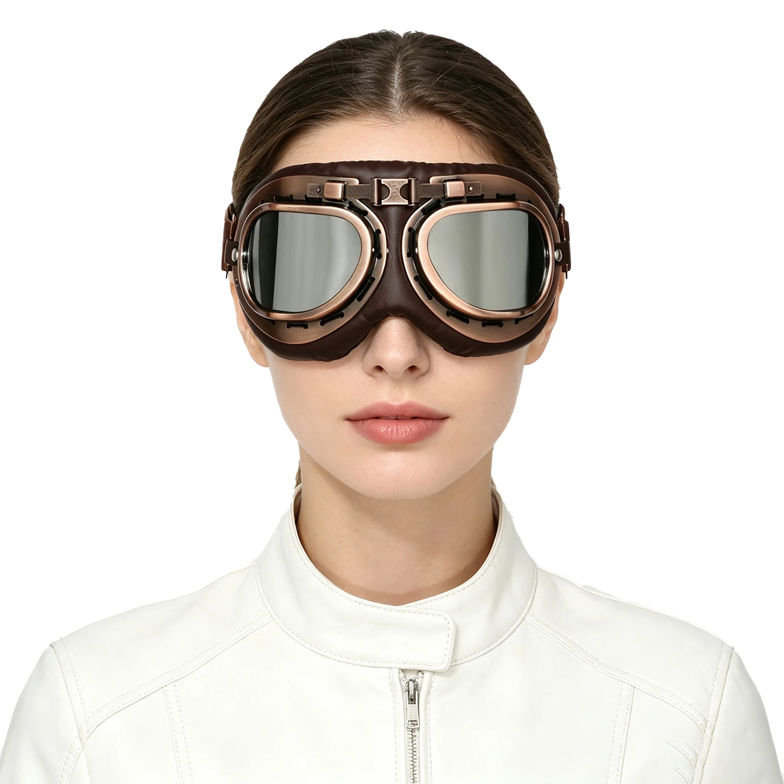 Unisex Adults Retro Aviator Pilot Style Windproof Sports Motorcycle Goggles Eyewear with Adjustable Elastic Straps