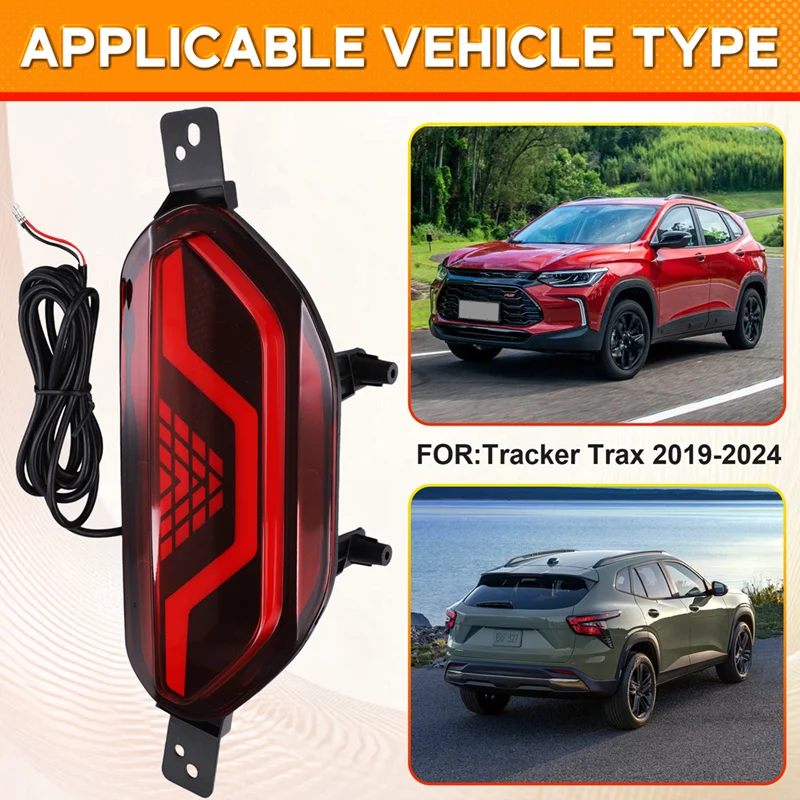 Car Rear Bumper Reflector Brake Light For Chevrolet Tracker Trax 2019-2024 LED Warning Fog Lamp Driving Light