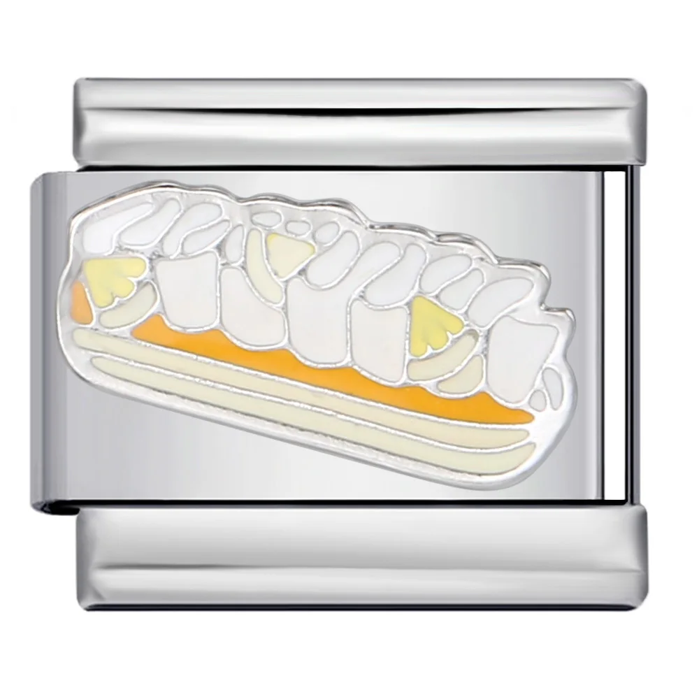 Zarte und farbenfrohe Erdbeer-Käsekuchen-Perlen im italienischen Charm-Stil, passend für 9-mm-Edelstahlarmbänder, zum Selbermachen, ideal als Geschenk. – Detail 6