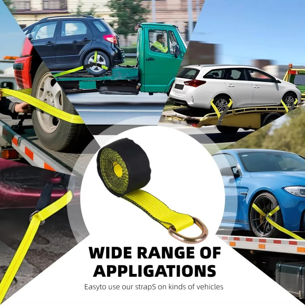 Pas mocujący do opon, 4 sztuki, wytrzymałość na rozdarcie 5000 kg, mocny pas do transportu, pas do wiązania opon, pas lasso, pas do mocowania kół, lina do holowania