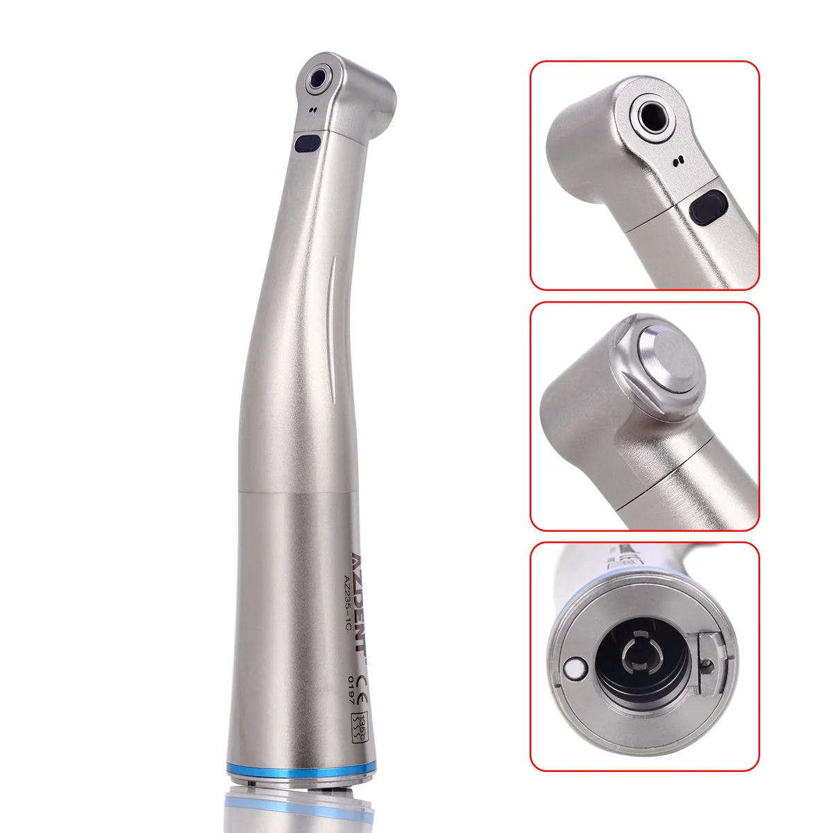 AZDENT Dental 1:1 LED-Faseroptik-Handstück, Winkelstück mit internem Wasserspray, Druckknopf, niedrige Drehzahl, blauer Ring, Zahnarztwerkzeug – Detail 1