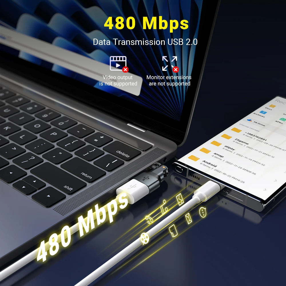 AUFU Magnetyczny adapter USB OTG 9-pinowy konwerter USB typu C na USB żeński do iPhone'a Macbook Samsung S22 Xiaomi USBC OTG Connector — zdjęcie produktu 2