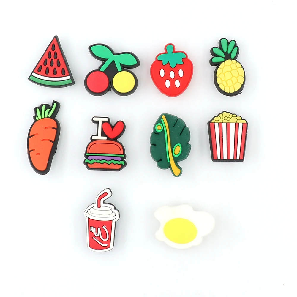 1 Set Shoe Decorations Charms Vegetable Cute Cartoon Hamburger Shoe Accessories Pvc Sandals Ornament Pins Adult Kids Party Gife 5