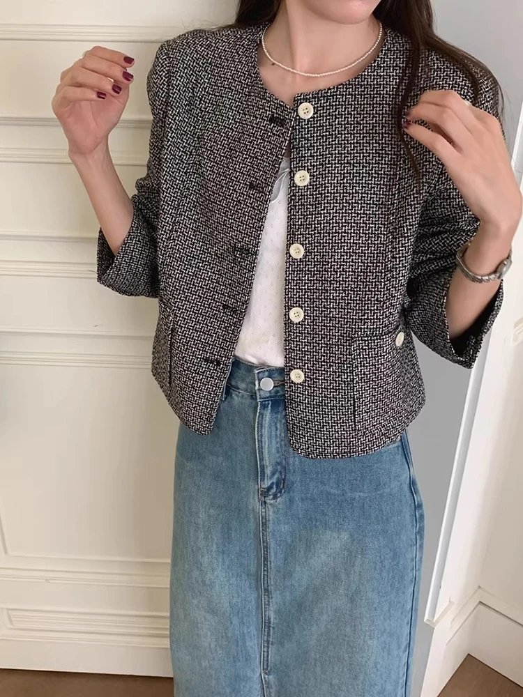 

Chic Vintage Single-Button Long Sve Women's Coat Loose ket Wide Lapel Woolen Outerwear Commute Sle Autumn New Arrival