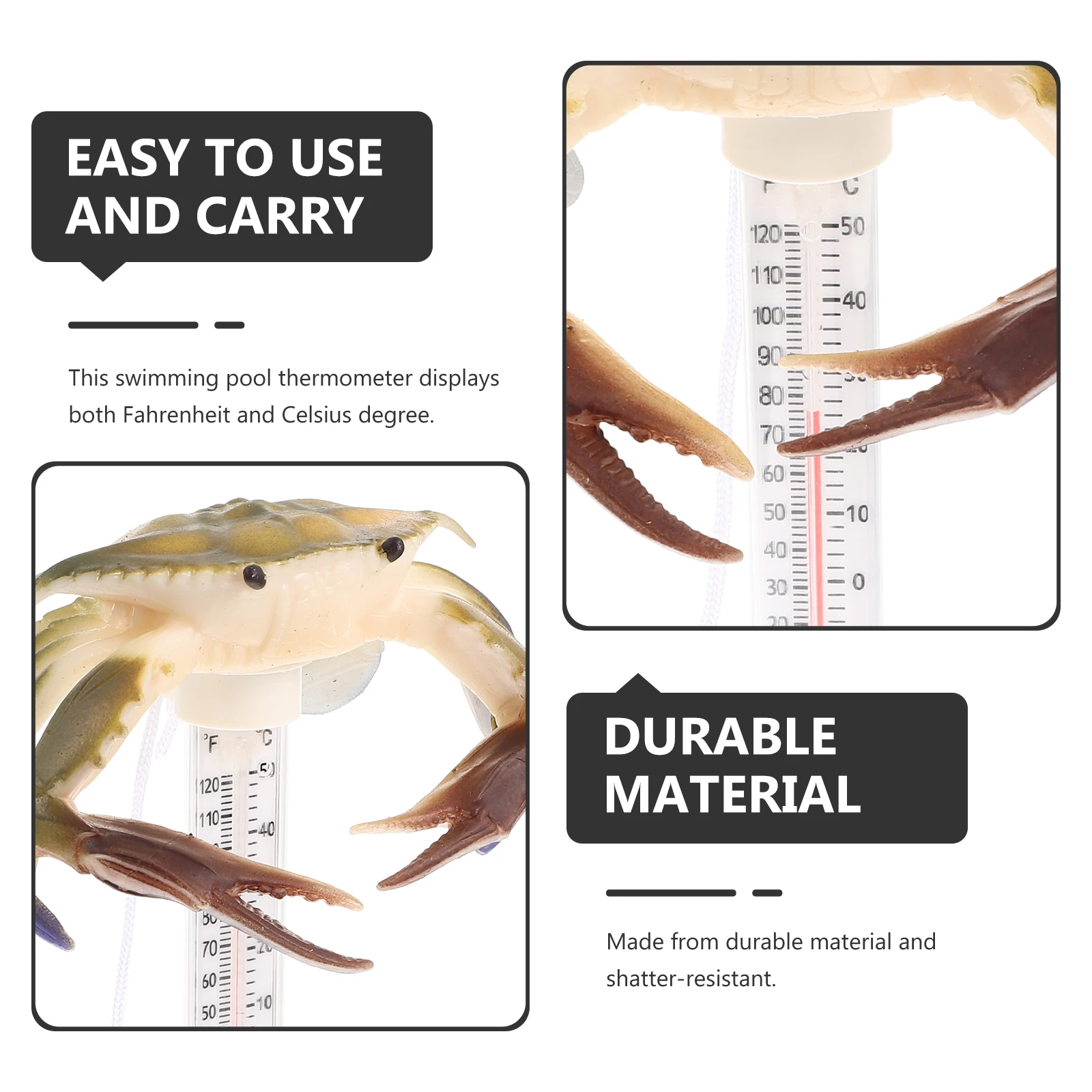 

Water Temperature Thermometer Crab Floating Waterproof Accurate Fahrenheit Celsius Reading for Pool Spa Hot Tub