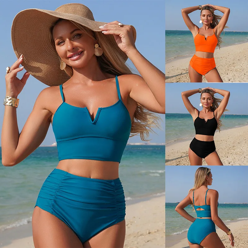 

European and American swimwear 2026 new cross-border split swimsuit women's bikini factory ready stock wholesale bikini